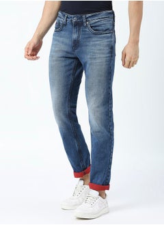 LAWMAN Pg3 Mid Rise Slim Fit Jeans with Belt Loops by Styli  - Image 2