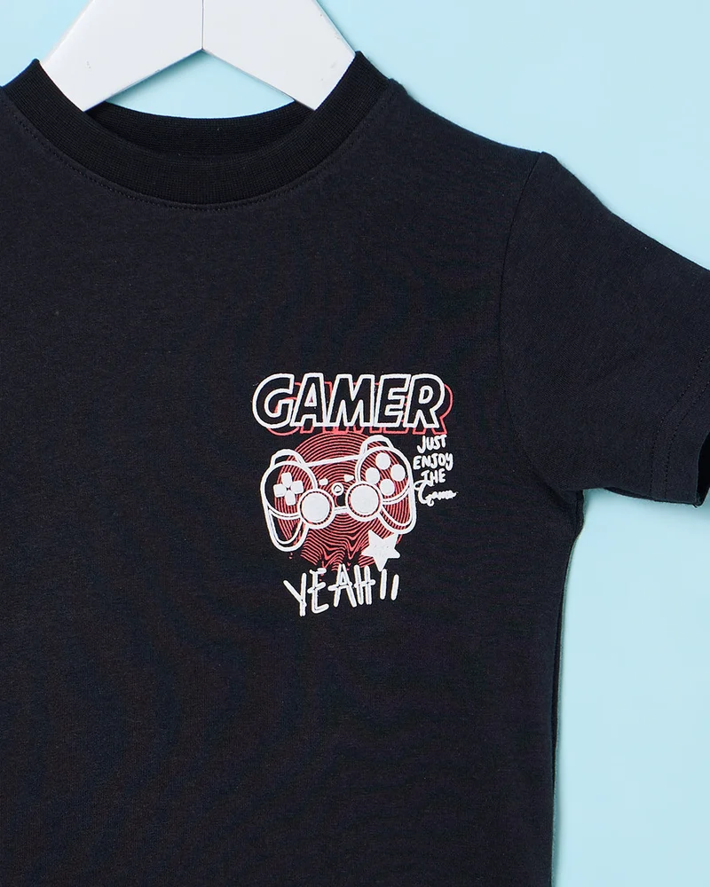 ردتاغ Infant Boys Black Printed T-Shirt
