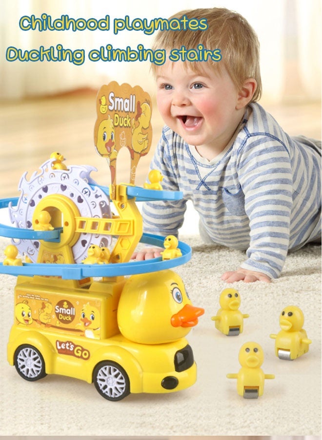 أيكين مجموعة ألعاب سيارات 2 في 1 على شكل بطة - شاحنة بطة مع موسيقى وإضاءة، لعبة أفعوانية، ألعاب تسلق السلالم مع 3 بطات، لعبة سباق البط للأطفال الصغار، عجلة فيريس على شكل بطة، هدية عيد ميلاد للأولاد والبنات - Image 4