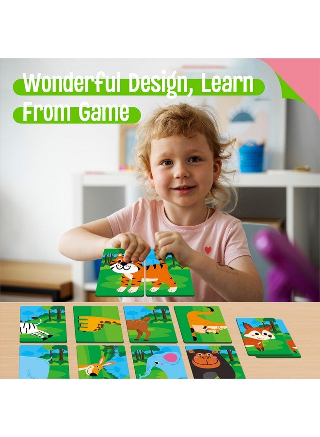 SpriteGru Jungle Animal Memory Game, 28 Chunky Cards Wild Animal Head Tail Matching Game 1-5 Players Memory Matching Game for Age - Image 4