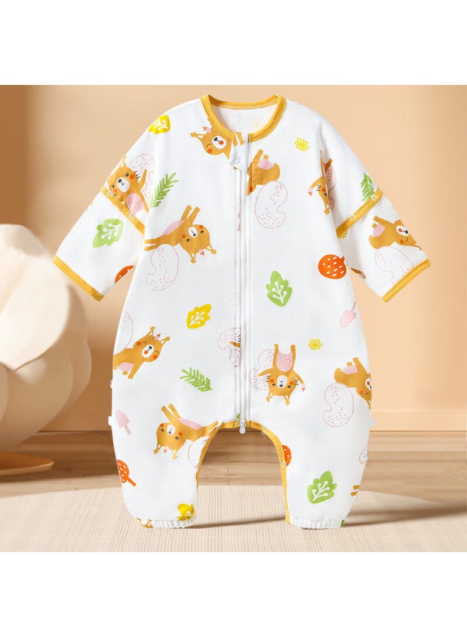 Babyface Tongyan Baby Split-leg Sleeping Bag, Spring And Autumn, 4 Front 2 Back, Pure Cotton Gauze Pajamas, Infant Anti-kick Blanket, Size 100 - Image 1
