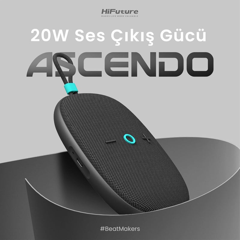 هاي فيوتشر مكبر صوت لاسلكي ASCENDO 20W – تصميم فائق النحافة، بلوتوث 5.3، مقاوم للماء IPX7، اقتران وتشغيل، عمر بطارية 15 ساعة، مكبر صوت محمول للاستخدام الخ��رجي بصوت قوي، وردي، HBB10 - Image 1