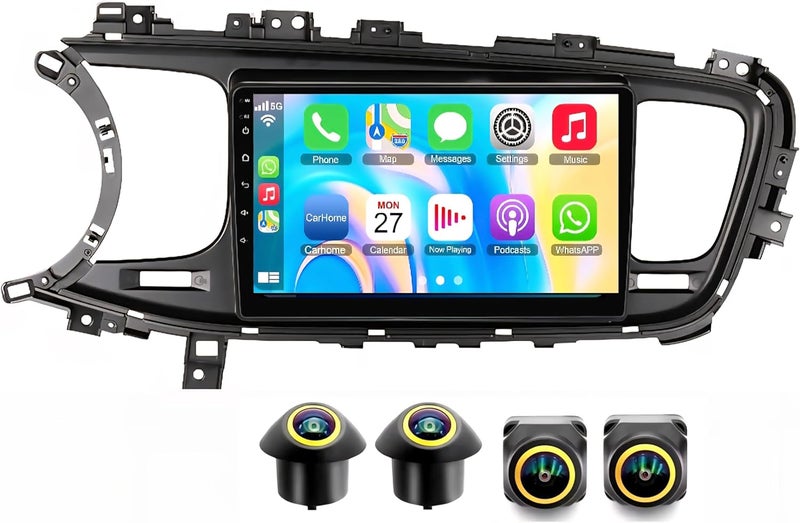 Vierex Fit KIA Optima Car Stereo Optima K5 Android Screen K5 2013-2015 With Apple Carplay Android Auto Wireless WiFi DSP FM&AM BT AHD Camera Included Fast Interface (4+32GB 360D Cameras) - Image 1