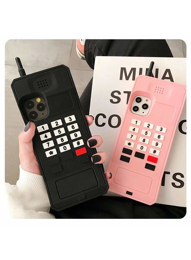 UnnFiko 3D Silicone Case Compatible with iPhone 15 Pro Max, Retro Classic Creative Soft Rubber Bumper Cover Cool Fun Thick Protective Stand Case (Retro Cellphone Black, iPhone 15 Pro Max) - Image 3