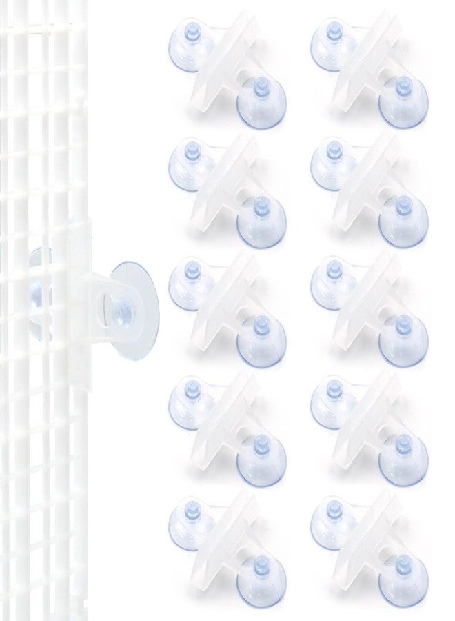 LINLAN Aquarium 10 Pieces Divider Suction Cup Clips, Glass Fixing Clips, Plastic Mesh Board Isolation Holders for Fish Tank (White-Translucent) - Image 1