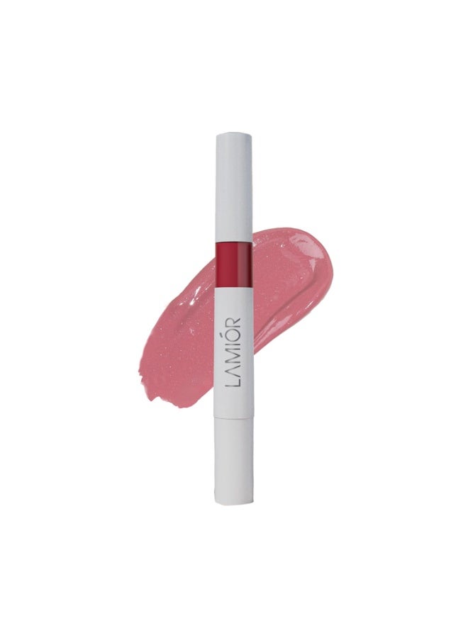 LAMIOR Peptide Glaze Lip Balm - 3 in 1 Formula for Glossy Shine, Healing & Nourishment for Dry Dark & Pigmented Lips with Shea Butter, Non Sticky, Moisturizing Lip Balm for Women, (Rosy Brulee) - Image 1