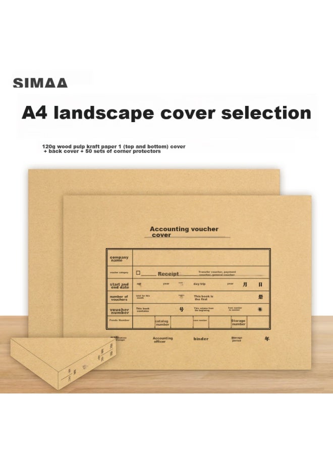 Simaa A4 غطاء قسيمة مجموعة 50 مجموعة (غطاء + واقيات الزوايا)، لب الخشب 120g، 299*212mm، مع A4 ورق قسيمة محاسبية، نموذج مصاريف استرداد النفقات F4151b-50 - Image 2