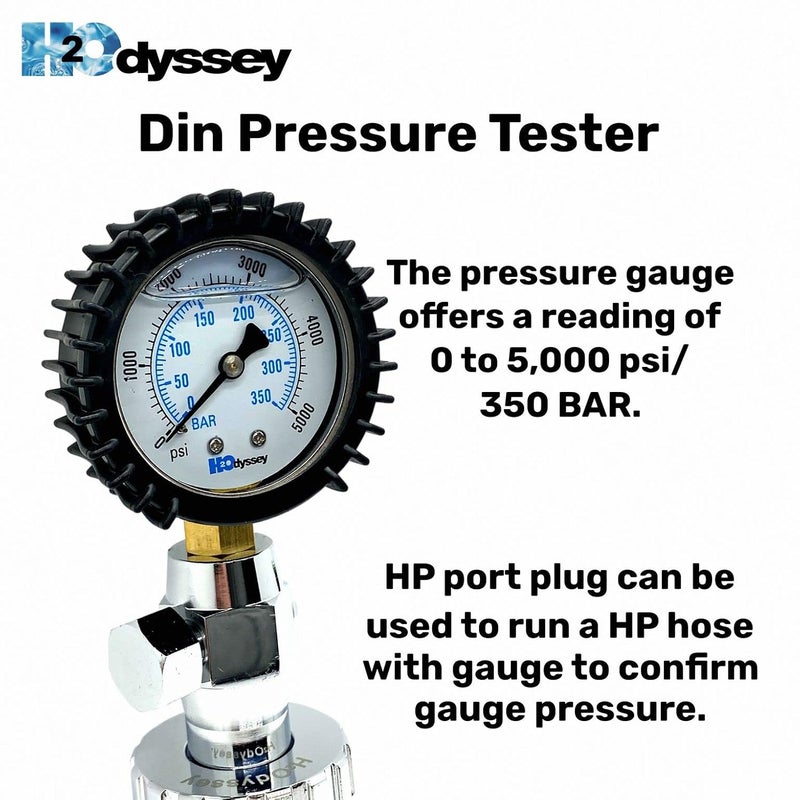 H2ODYSSEY Din Pressure Tester - Scuba Diving Pressure Gauge - Image 2