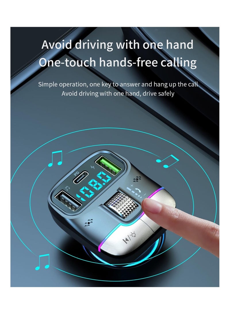 SYOSI Bluetooth 5.3 FM Transmitter for Car, FM Transmitter Bluetooth ，Lag-Free Music Streaming, Bluetooth Car Adapter-Premium Sound, PD 30W Fast Charger Car Bluetooth Adapter  - Image 5