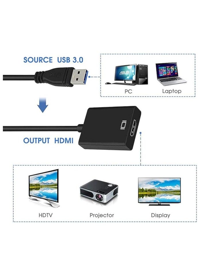 erorex USB to HDMI Adapter, USB 3.0 to HDMI Cable Multi-Display Video Converter- PC Laptop Windows 7 8 10,Desktop, Laptop, PC, Monitor, Projector, HDTV[Not Support Mac,Chromebook]  - Image 2