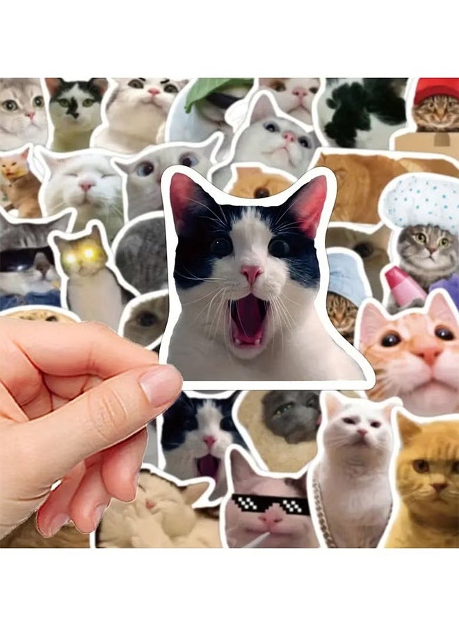 واي جيه مجموعة من 50 ملصقا للتعبير من طراز كات، وشارات PVC الزخرفية لحقائب الهاتف، والغيتار، والخوذ، ولوحات التزلج، والحواسيب المحمولة، وزجاجات الماء، وضد الماء، واللاصق - Image 5