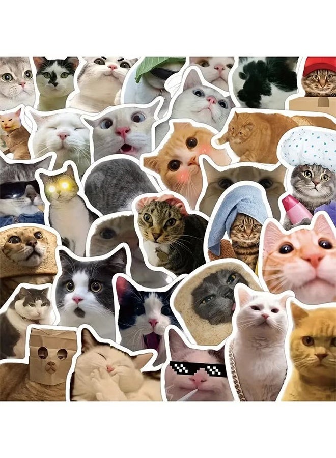 واي جيه مجموعة من 50 ملصقا للتعبير من طراز كات، وشارات PVC الزخرفية لحقائب الهاتف، والغيتار، والخوذ، ولوحات التزلج، والحواسيب المحمولة، وزجاجات الماء، وضد الماء، واللاصق - Image 3