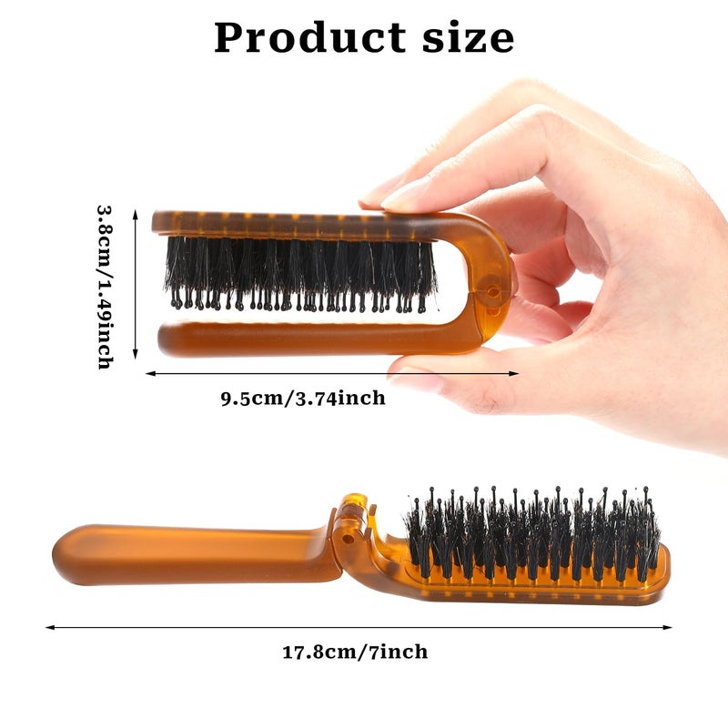 Sliverdew Hair Brush, Foldable Mini Boar Bristle Travel Hair Brush for Women and Men, Small Mini Compact Hairbrush Pocket Size Comb for Any Hairstyles, Restore Hair Shine, Beard Brush - Image 4