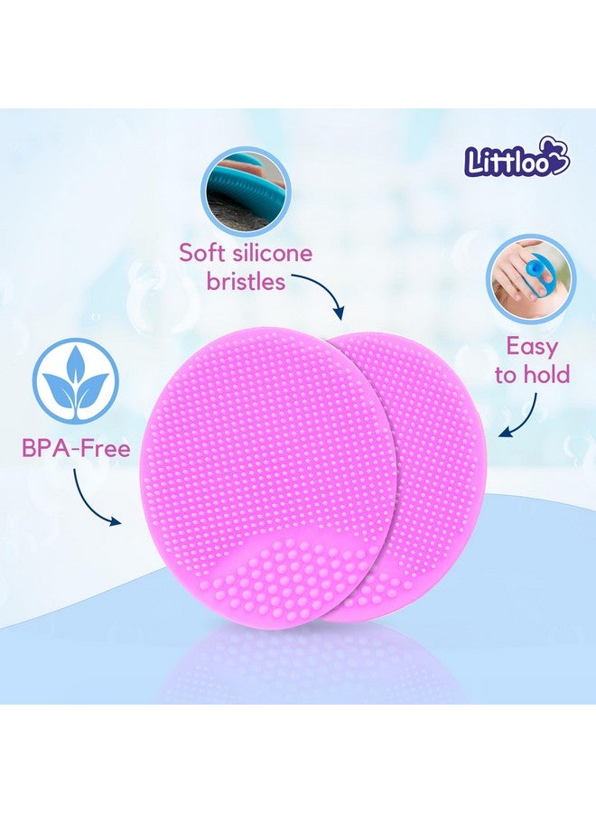 Littloo Gentle Scalp and Skin Soother Brush for Baby Cradle Cap - Soft Silicone Bristles for Safe and Effective Care - Pink (Pack of 2) - Image 3