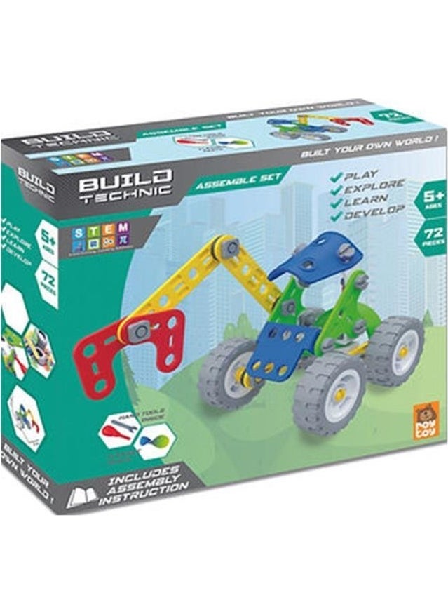 Roy Toys - Roy Toy Disassembled Vehicles 72 Piece Scissor Lift Crane DIY Play Set For Children 3+ Years Old - Image 1