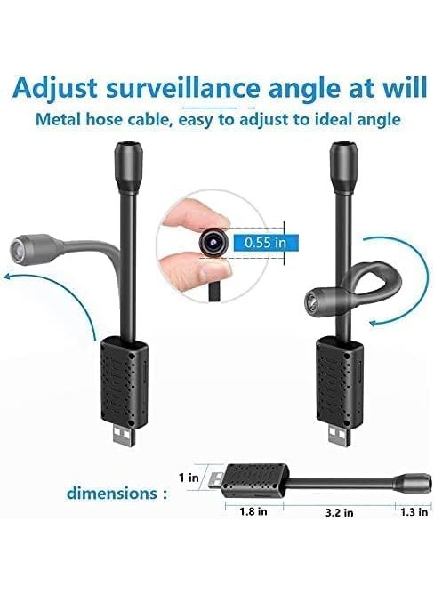 Generic Panoramic 1080p Full HD USB Universal Interface Flexi Neck Camera, Supports Micro SD Card RC6 Recording Camera  - Image 2