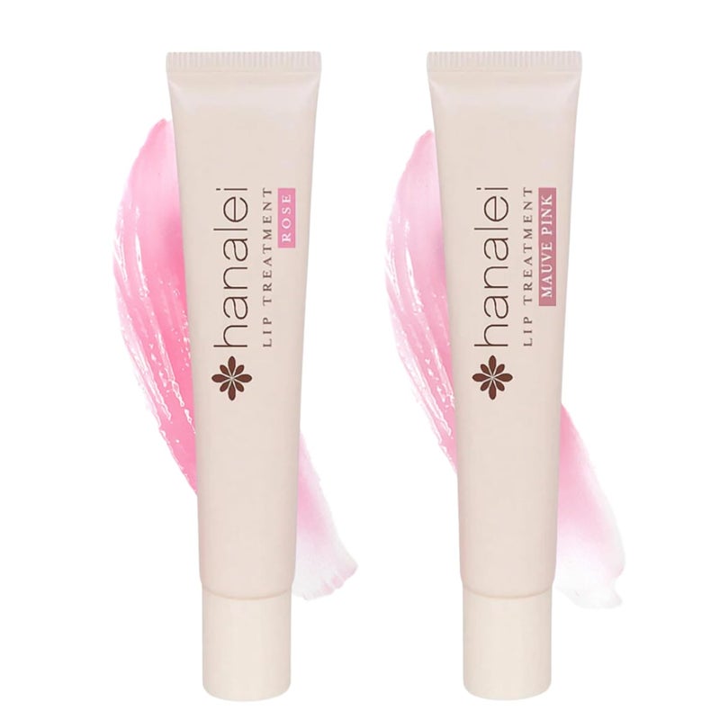 Hanalei Lip Treatment Bundle Rose and Mauve Pink  Made with Kukui Oil Shea Butter Agave and Grapeseed Oil Soothe Dry Lips Cruelty free Paraben free