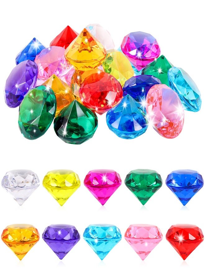 Niceup 26pcs Big Diving Gems Large Diamond Toys for Kids Girls Easter Egg Toy Fillers Princess Mermaid Party Favors Pirate Treasure Chest Toys Fake Jewels Gemstones 1.57in Assorted Colors - Image 1