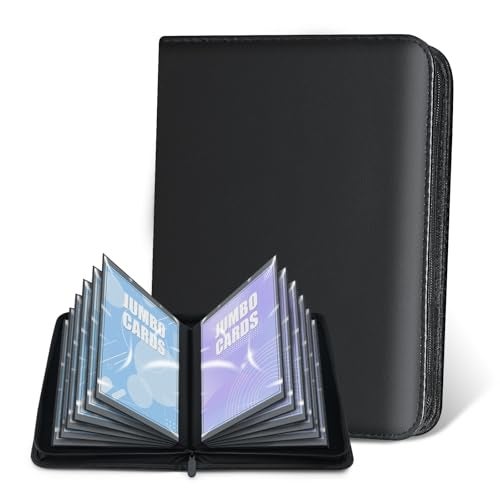 WITHYU Jumbo Card Binder for PKM WITHYU PU Leather Ringless Card Collection Binder with 60 Pockets 57 x 79Card Holders Storage Album for Game Card Black - Image 1