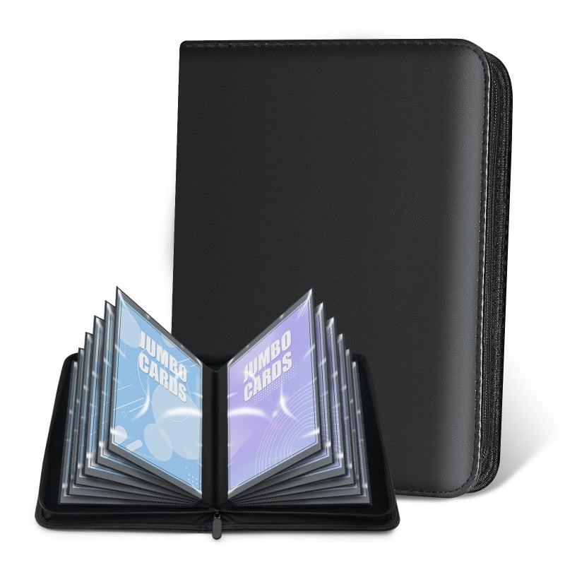 WITHYU Jumbo Card Binder for PKM WITHYU PU Leather Ringless Card Collection Binder with 60 Pockets 57 x 79Card Holders Storage Album for Game Card Black - Image 2