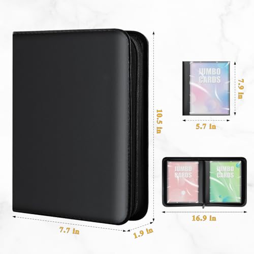 WITHYU Jumbo Card Binder for PKM WITHYU PU Leather Ringless Card Collection Binder with 60 Pockets 57 x 79Card Holders Storage Album for Game Card Black - Image 3