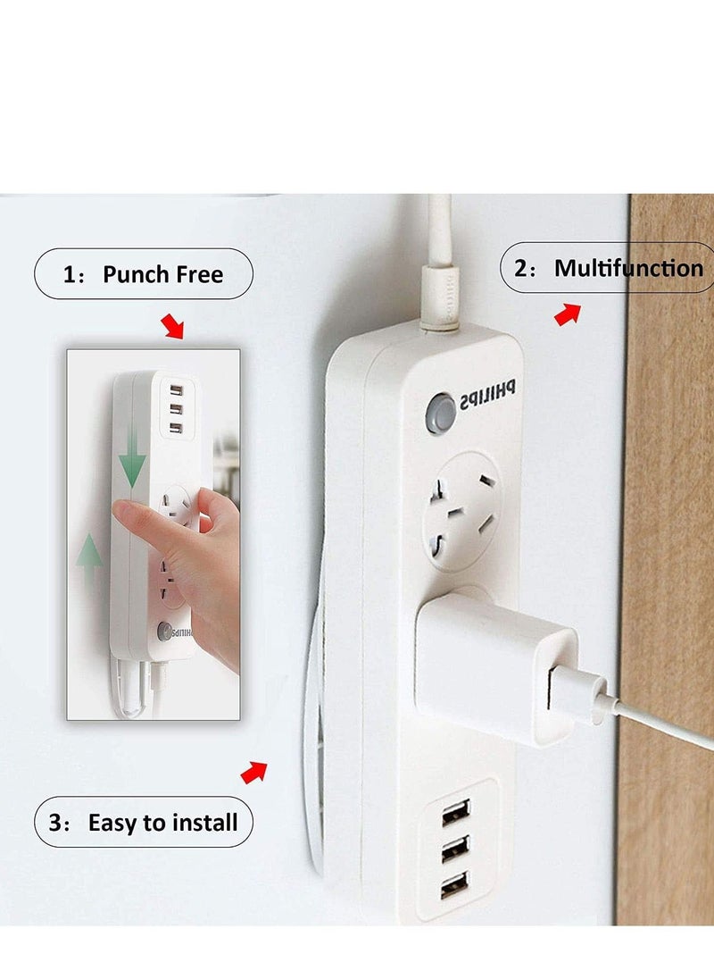 SYOSI - 4 Packs Power Strip Holder Wall Mount Self Adhesive Cable Management System Punch Free for Remote Control Router Tissue Box Kitchen - Image 1