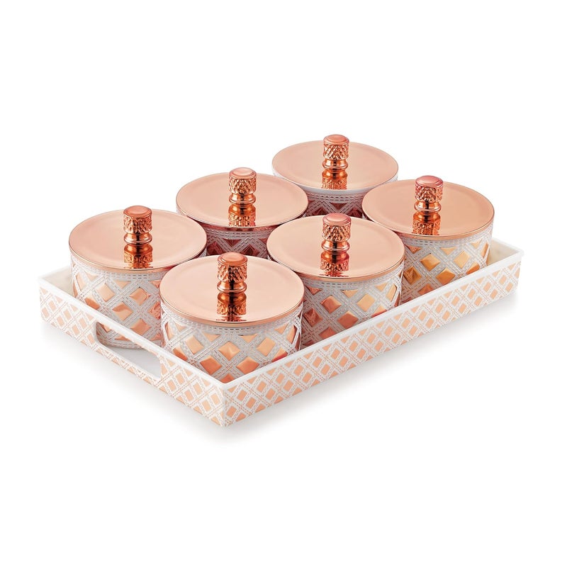 LD LUCIDO DECORE LUCIDO Multipurpose Dry Fruit Box with 6 Storage Containers and Lids Airtight Seal BPA Free FoodGrade Polystyrene LeakProof with Silicone Ring for Freshness 500ml Copper  - Image 2