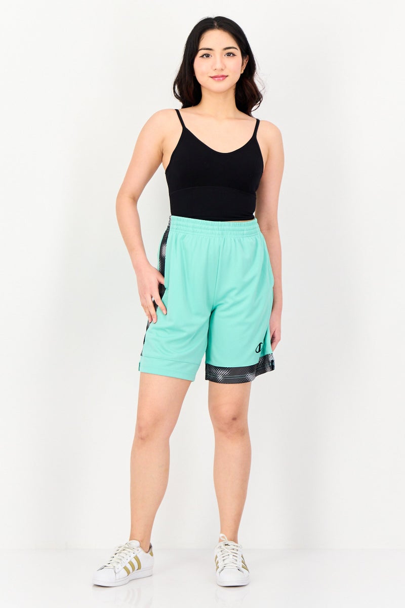 Champion Women Sportswear Fit Brand Logo Basketball Shorts, Light Green - Image 4