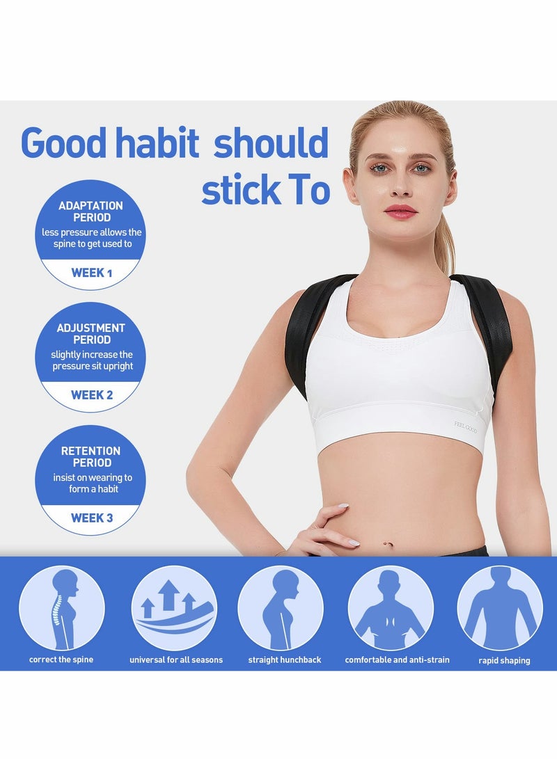 SOLARAE Back Correction Strap, Adjustable Posture Corrector Spine Straightener for Relief of Neck Shoulder Pain Develop Good Seated Standing for Men Women Elderly Teens (Black, S) - Image 5