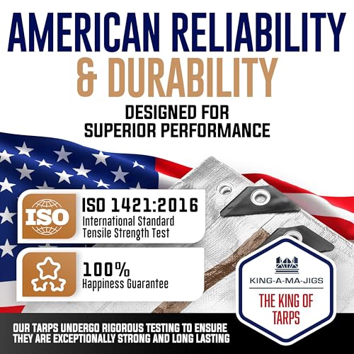 KING-A-MA-JIGS 10x12 Heavy Duty Tarp, 10 Mil Thick, Waterproof, Tear & Fade Resistant, High Durability, UV Treated, Grommets Every 18 Inches. (Silver/Brown - Reversible) (10 x 12 Feet) - Image 4