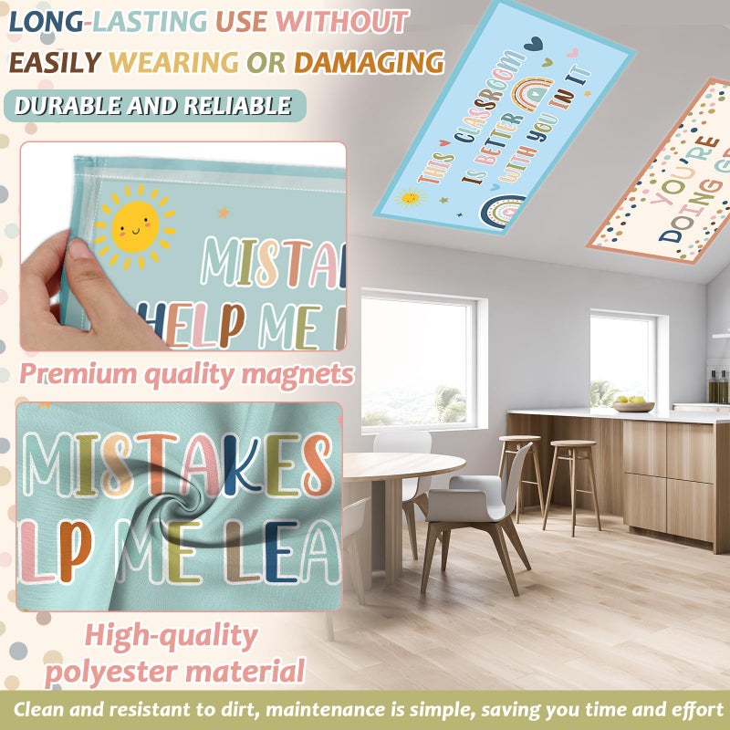 Wiooffen 8 Pcs Fluorescent Light Covers for Classroom Ceiling Light 4 x 2 Feet Decorative Magnetic Lights Cover Filters Easy Install for School Office Home Hospitals Drop Ceiling Supplies (Boho Motivational) - Image 3