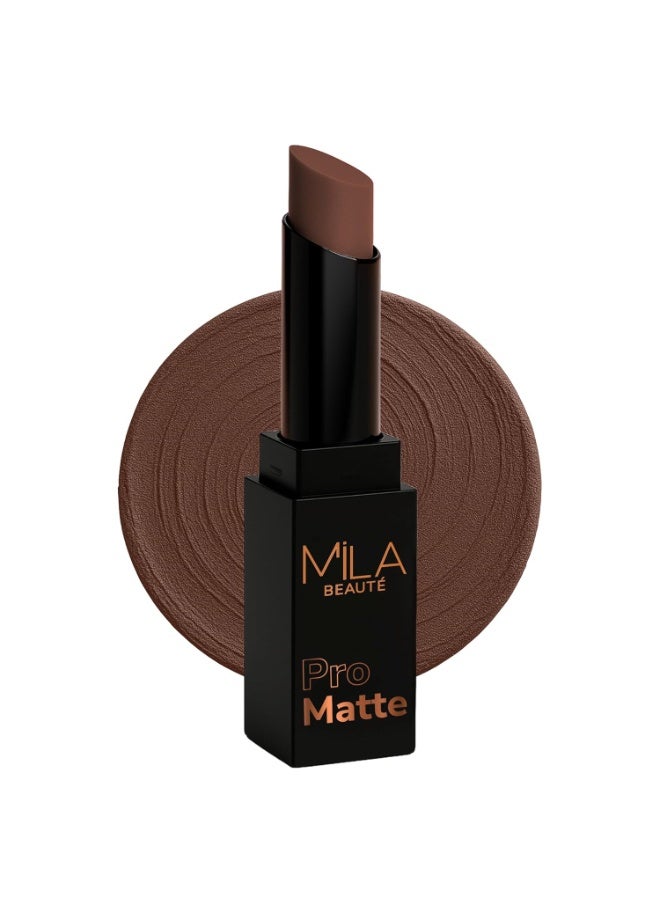 ميلا بيوتي أحمر الشفاه "ميلا بوتيه برو مات" (Mila Beauté Pro Matte) | لون غني وعالي التركيز يدوم طويلاً | لمسة نهائية شبه مطفية | تركيبة خفيفة الوزن | تغطية كاملة بمسحة واحدة | لون شفاه فاخر | الدرجة - (Marykom، 4.2 جم) - Image 1