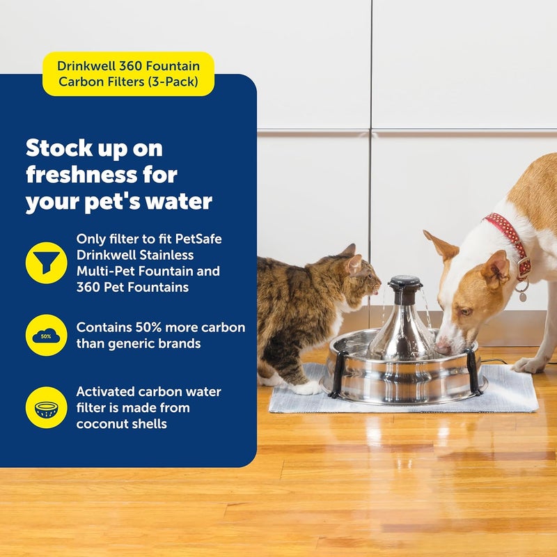 PetSafe Drinkwell 360 Replacement Activated Carbon Filters - 3 Pack for Fresh Water - Image 2