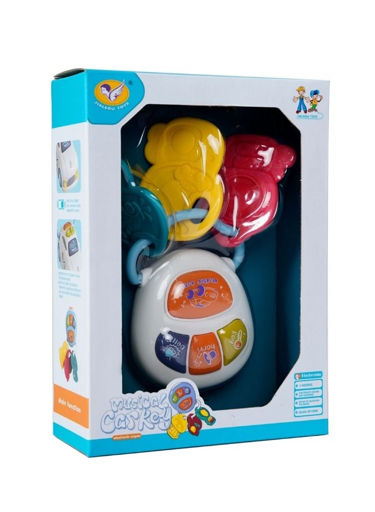 بريميم مجموعة ألعاب مفاتيح موسيقية للأطفال – مفاتيح تعليمية متعددة الألوان (أصفر، أحمر، أزرق، أبيض) تصدر أصواتًا وأضواءً - Image 1