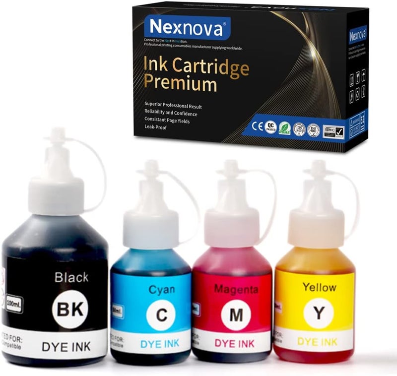 NexNova Bt6000 Bt5000 Ink Compatible For Brother Ink Tank 4-Color (Black Cyan Magenta Yellow) Printers Refill For Dcp - T300 T500W T700W T310 T510W T710W Mfc - T800W T810W T910W T4500Dw - Image 1