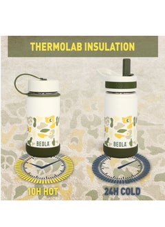 BEOLA Insulated Kids Water Bottle With Straw Lid - 410ml, Sand Camo  - Image 4