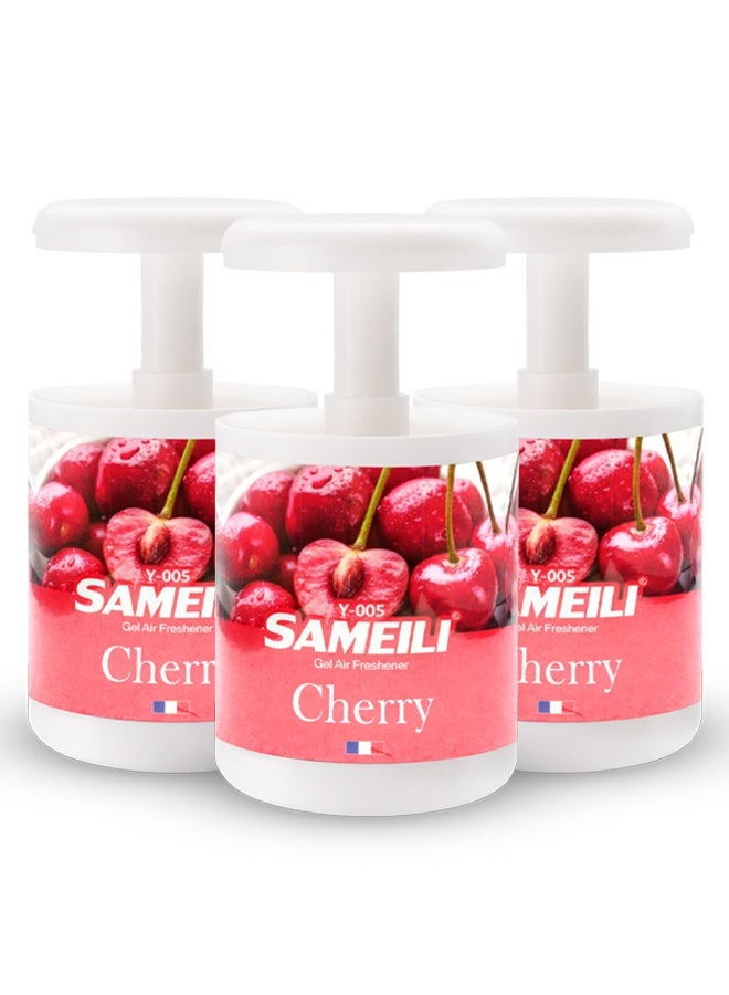 ساميلي مجموعة من 3 قطع من معطر جو جل ساميلي برائحة الكرز Y-005، قابل للتعديل عن طريق السحب للتحكم في الرائحة، معطر جو جل يدوم طويلاً للسيارة، حامل الأكواب، المنزل، المكتب - Image 1