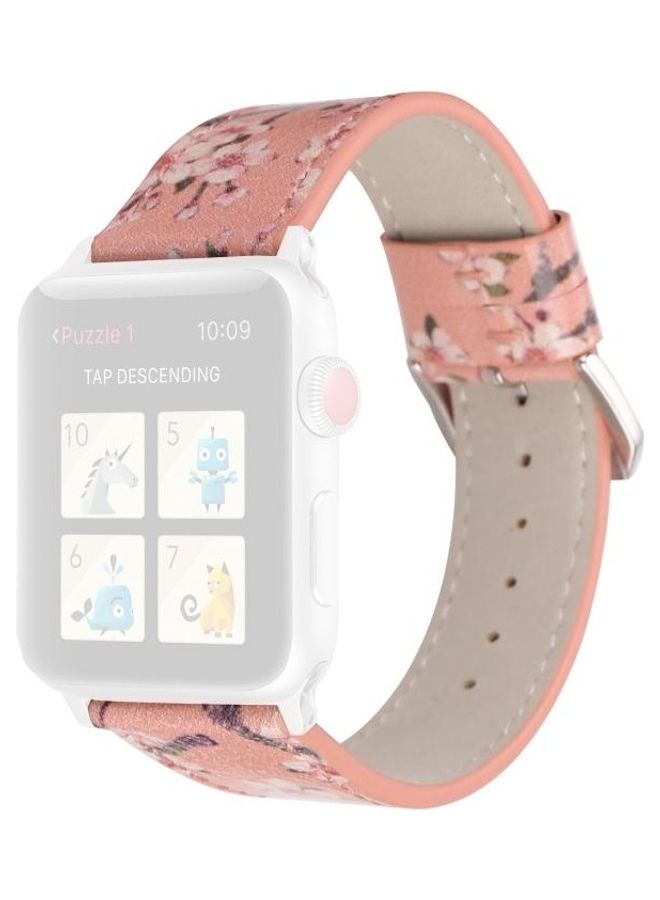 NIBEMINENT Plum Series Leather Replacement Watchbands For Apple Watch 7/6/5/4/3/2/1/SE 41/40/38mm Pink  - Image 1