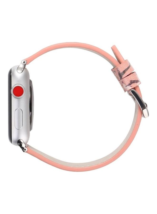 NIBEMINENT Plum Series Leather Replacement Watchbands For Apple Watch 7/6/5/4/3/2/1/SE 41/40/38mm Pink  - Image 3