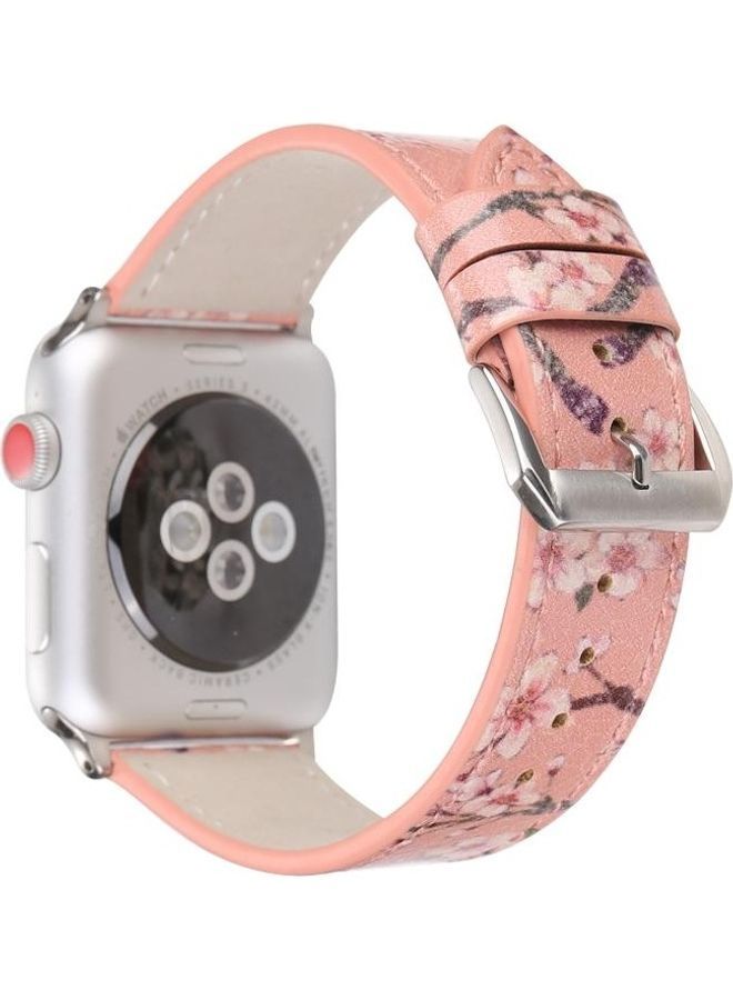 NIBEMINENT Plum Series Leather Replacement Watchbands For Apple Watch 7/6/5/4/3/2/1/SE 41/40/38mm Pink  - Image 2