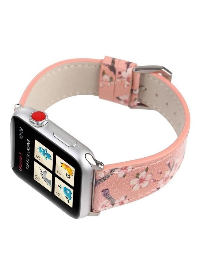 NIBEMINENT Plum Series Leather Replacement Watchbands For Apple Watch 7/6/5/4/3/2/1/SE 41/40/38mm Pink  - Image 4