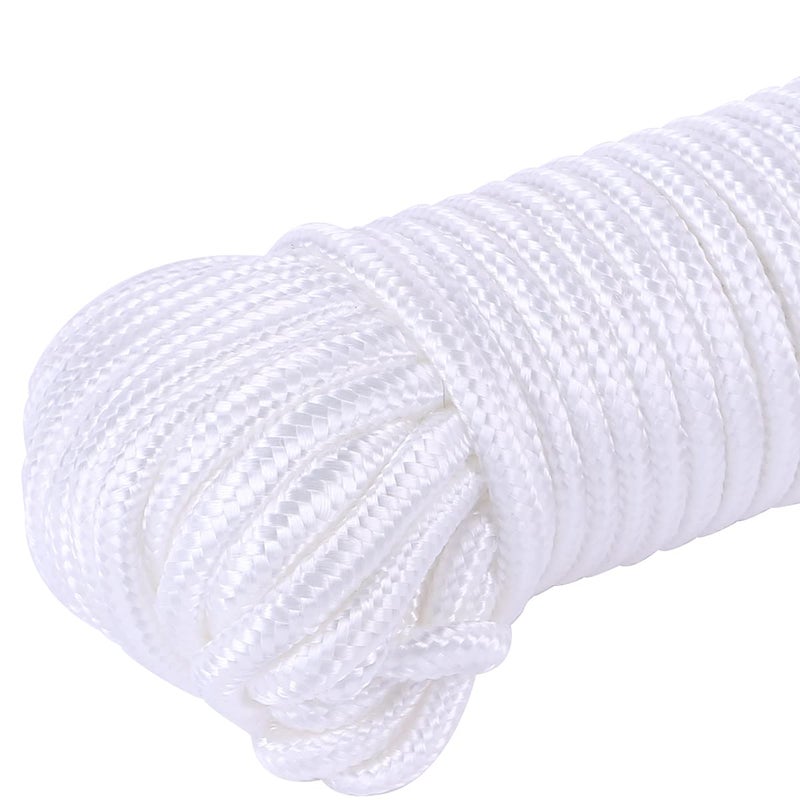Perkhomy 90 Ft 1/4 Inch (7Mm) Nylon Poly Rope Flag Pole Polypropylene Clothes Line Camping Utility Good For Tie Pull Swing Climb Knot (White) - Image 2