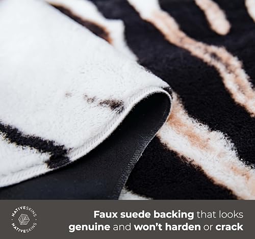 NativeSkins Faux Zebra (Large) | 4.6ft x 6.6ft | Zebra Print | Western Bedroom Decor | Hand-Cut, Faux Suede No-Slip Backing | Western Rug | Animal Print Rug | Zebra Hide - Image 4