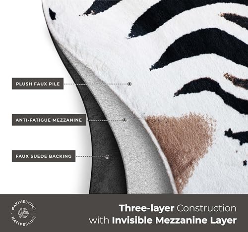 NativeSkins Faux Zebra (Large) | 4.6ft x 6.6ft | Zebra Print | Western Bedroom Decor | Hand-Cut, Faux Suede No-Slip Backing | Western Rug | Animal Print Rug | Zebra Hide - Image 2