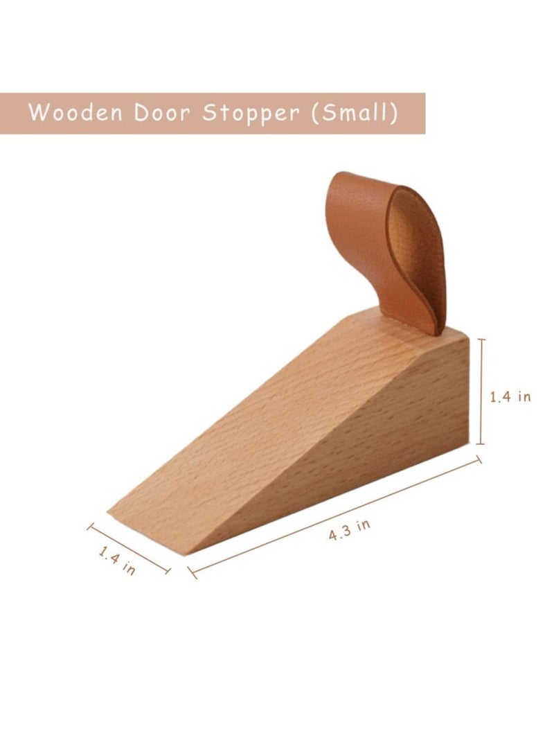 RAHAYM 2Pack Wooden Door Stopper Non-Slip Security Wood Door Wedge with Leather Strap for Hanging Door Stopper, in House Bedroom Office Living Room Hotel Cabin (2pcs)  - Image 4