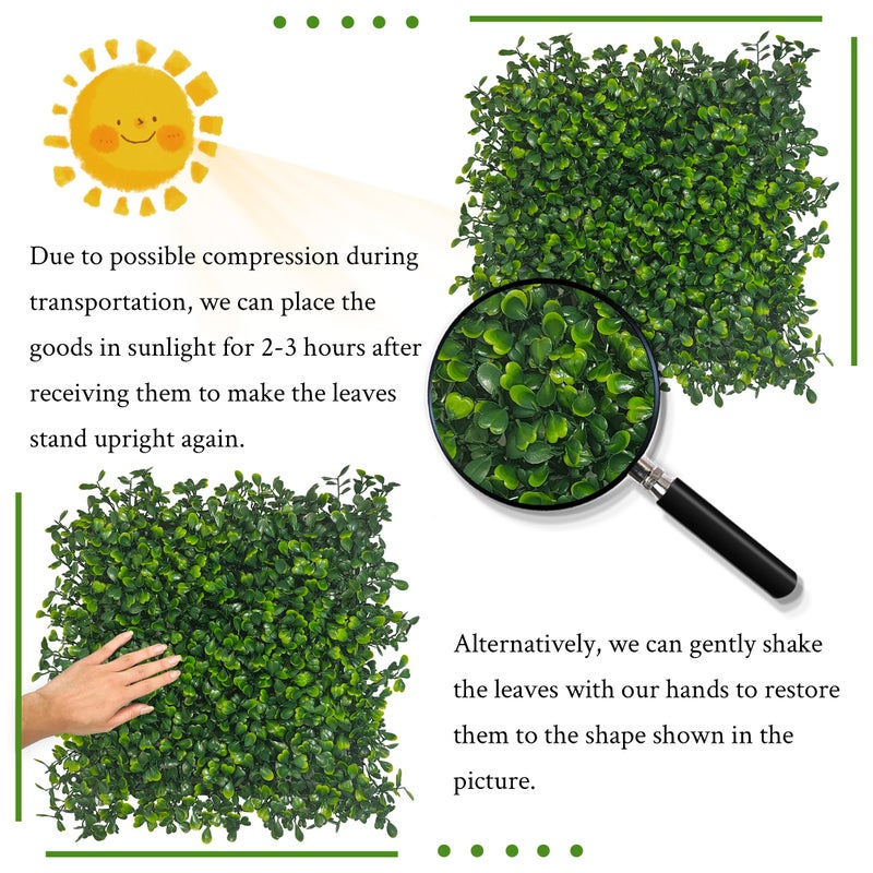 DOPGIB Artificial Grass Wall Panel,10"x 10"(12P) 4-Layer Leaf UV-Anti Greenery Faux Boxwood for Indoor,Outdoor Patio Balcony Privacy & Ivy Fence Covering Privacy, Garden, Backyard Wall Backdrop Decor - Image 4