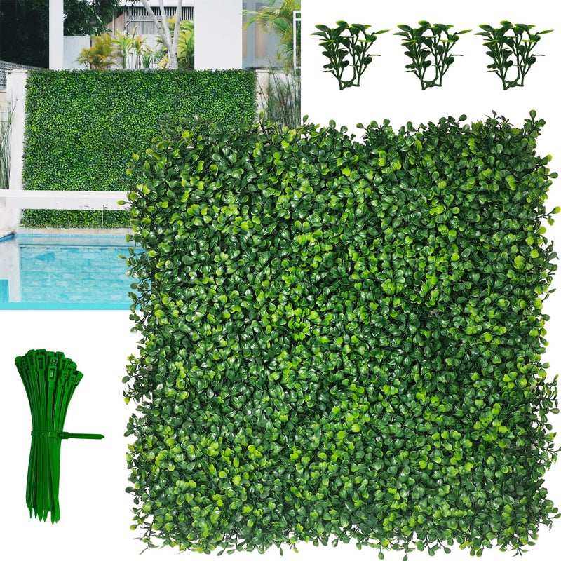 DOPGIB Artificial Grass Wall Panel,10"x 10"(12P) 4-Layer Leaf UV-Anti Greenery Faux Boxwood for Indoor,Outdoor Patio Balcony Privacy & Ivy Fence Covering Privacy, Garden, Backyard Wall Backdrop Decor - Image 1