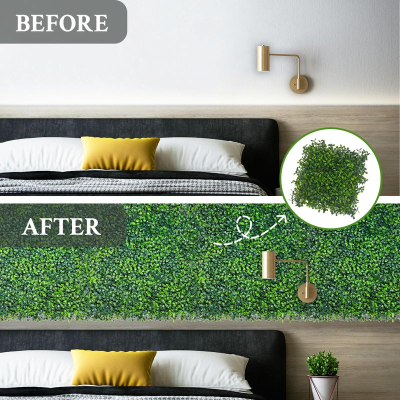 DOPGIB Artificial Grass Wall Panel,10"x 10"(12P) 4-Layer Leaf UV-Anti Greenery Faux Boxwood for Indoor,Outdoor Patio Balcony Privacy & Ivy Fence Covering Privacy, Garden, Backyard Wall Backdrop Decor - Image 5