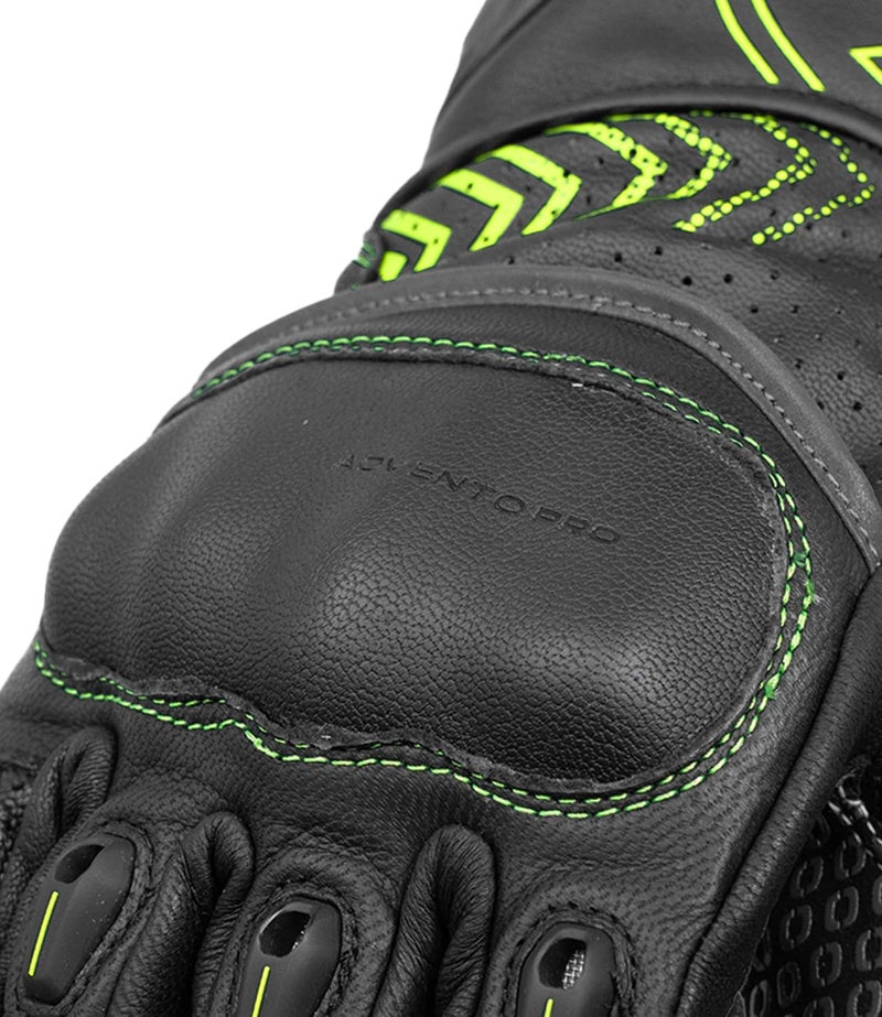 Rynox Advento Pro Gloves – CE Certified Cuff Length Motorcycle Riding Leather Gloves | Impact Protection | Carpus Bone Protection | Abrasion Resistance - Hi-Viz Green Black, 3XL - Image 4