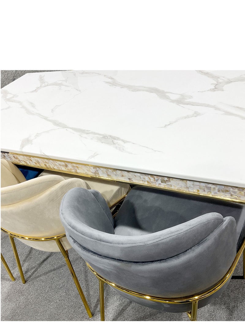 MAPLE HOME DECORATION Maple Home Dining Chairs Velvet Cushion Seat Chair, Stainless Steel Golden Legs Dining Room Chair  - Image 4